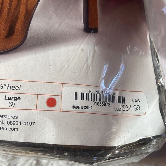 Spirit Halloween fringe heels, brown size 9 NEW - Picture 3 of 5